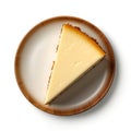 Top view of a piece of classic cheesecake.