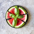 Top of view pieces of fresh watermelon