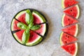 Top of view pieces of fresh watermelon