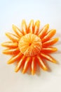 Top view pieces of mandarin orange in flower shape