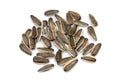 Top view of pile of black roasted organic sunflower seeds isolated on white background Royalty Free Stock Photo