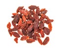 Top view of pile of dried goji berries isolated Royalty Free Stock Photo