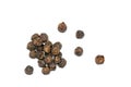 Top view pile of dried natural black pepper seeds on white background Royalty Free Stock Photo