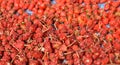 Top View Pile of Fresh Chili and Ripe Red Hot Chili in The Basket for Sale Royalty Free Stock Photo