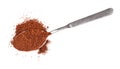 Top view of pile of freshly ground coffee in spoon