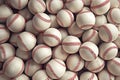 Top view of a pile of many baseball balls, sport background Royalty Free Stock Photo