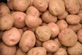 Top view of a pile of potatoes.