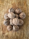 Top view on pile of walnuts Royalty Free Stock Photo