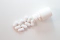 Top view of the pill bottle on white Royalty Free Stock Photo