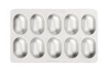 Top view of pills in a blister pack isolated Royalty Free Stock Photo