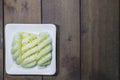 Top view pineapple chucks in a bowl