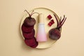 Mockup scene, advertising photo for cosmetic of beet extract