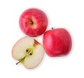 Top view of pink lady apples isolated on white background Royalty Free Stock Photo