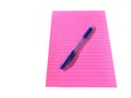 Top view of Pink notebook with pencil placing over it Royalty Free Stock Photo