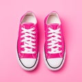 Top view of pink sneakers