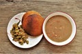 Top View of Pinto Beans and Cornbread with Okra