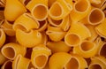 top view of pipe-rigate pasta as background