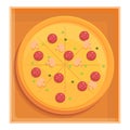 Top view pizza icon, cartoon style