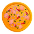 Top view pizza icon, cartoon style