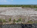 Top view on plastic and other industrial waste ecological disaster from above with garbage sorting garbage disposal , Aerial view