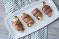 Top view of a plate with chicken wrapped with bacon Royalty Free Stock Photo