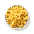 Top view on plate of farfalle pasta.