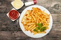 Top view on plate with french fries Royalty Free Stock Photo