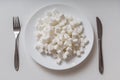 Top view on plate full of sugar cubec. Unhealthy eating concept Royalty Free Stock Photo