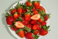 Top view on a plate with ripe strawberry Royalty Free Stock Photo