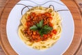 Spaghetti Pasta with Tomato Bolognese Sauce