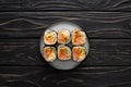 View of plate with tasty gimbap Royalty Free Stock Photo