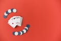 top view playing cards with poker chips. High quality photo Royalty Free Stock Photo