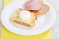 Top view poached egg on toast