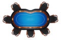 Top view poker table, poker room. Poker game, casino, Texas hold`em, online game, card games. 3D render, 3D illustration. Modern
