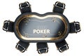 Top view poker table, poker room. Poker game, casino, Texas hold`em, online game, card games. 3D render, 3D illustration. Modern