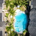 Top view of pool in tropical resort Royalty Free Stock Photo