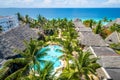 Top view of pool in tropical resort Royalty Free Stock Photo