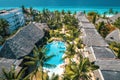 Top view of pool in tropical resort Royalty Free Stock Photo