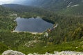 Top view of Popradske pleso and the mountain chalet - Horsky Hotel Popradske pleso