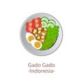 Top view of popular food of ASEAN national,Gado Gado