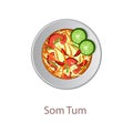 Top view of popular food of Thailand,Som Tum