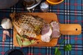 Top view of pork baked in large piece