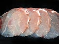 Top view of pork loin as a background in the market for sale