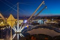 Top view of the port of Genoa by night, Italy. Royalty Free Stock Photo