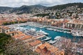 Top view of port with yachts in Nice, French Riviera, France Royalty Free Stock Photo