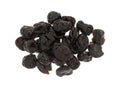 Dried bing cherries on a white background