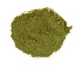 Top view of a portion of organic powdered wheat grass on a white background Royalty Free Stock Photo