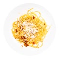 Top view of portion of Spaghetti alla Sorrentina