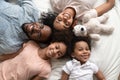 Top view portrait of happy black family with kids Royalty Free Stock Photo