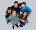 Top view portrait of happy men and women standing together and smiling. Royalty Free Stock Photo